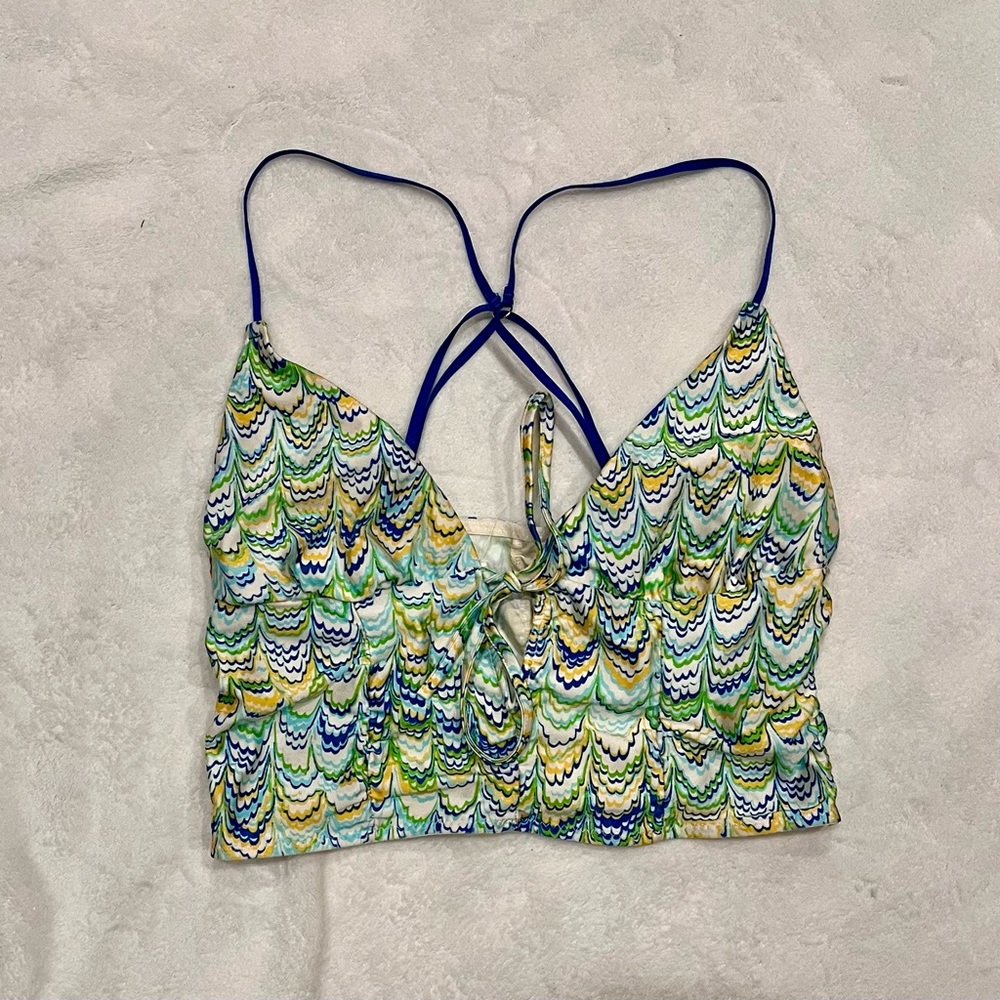 Urban Outfitters Out From Under Houdini Ruched Bra Top Green & Blue Size L